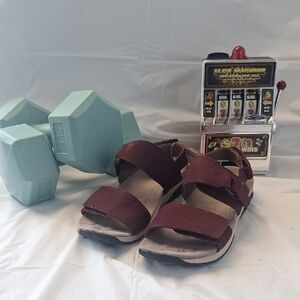 Burgundy Sandals with Velcro Straps